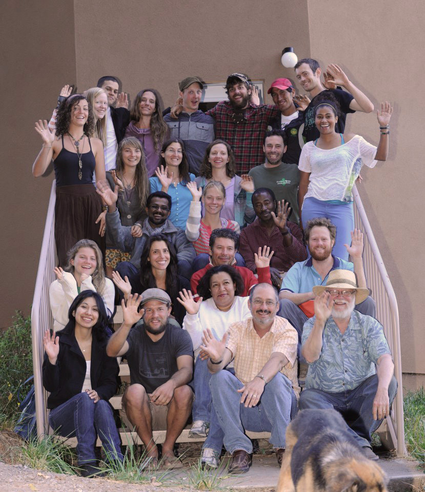 Some Ecology Action staff members with 2- and 6-month interns at the Research Mini-Farm in Willits, CA